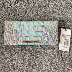 Brahmin Iridescent Crocodile Embossed Leather Clutch